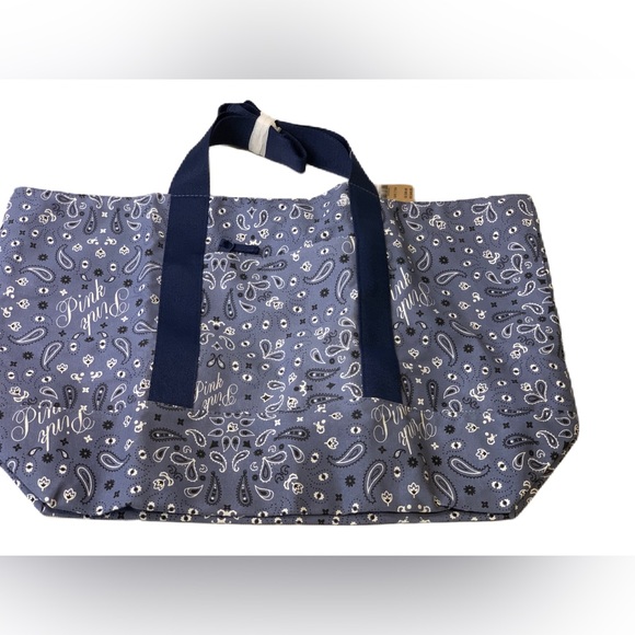 VICTORIA'S SECRET PINK REVERSIBLE CANVAS TRAVEL TOTE BAG BEACH GYM PAISLEY. NEW - Picture 1 of 7